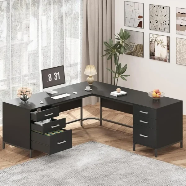 L Shaped Desk with 6 Drawers