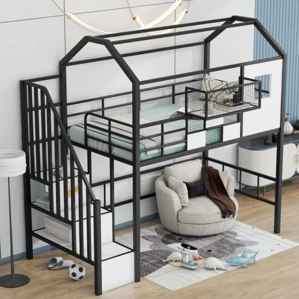 Twin Size Loft Bed with Stairs